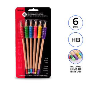 LAPICES GRAFITOS HB CON ASIDERO 6 PCS